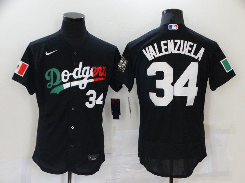 Men Los Angeles Dodgers #34 Valenzuela Black Elite 2021 Nike MLB Jerseys->detroit pistons->NBA Jersey